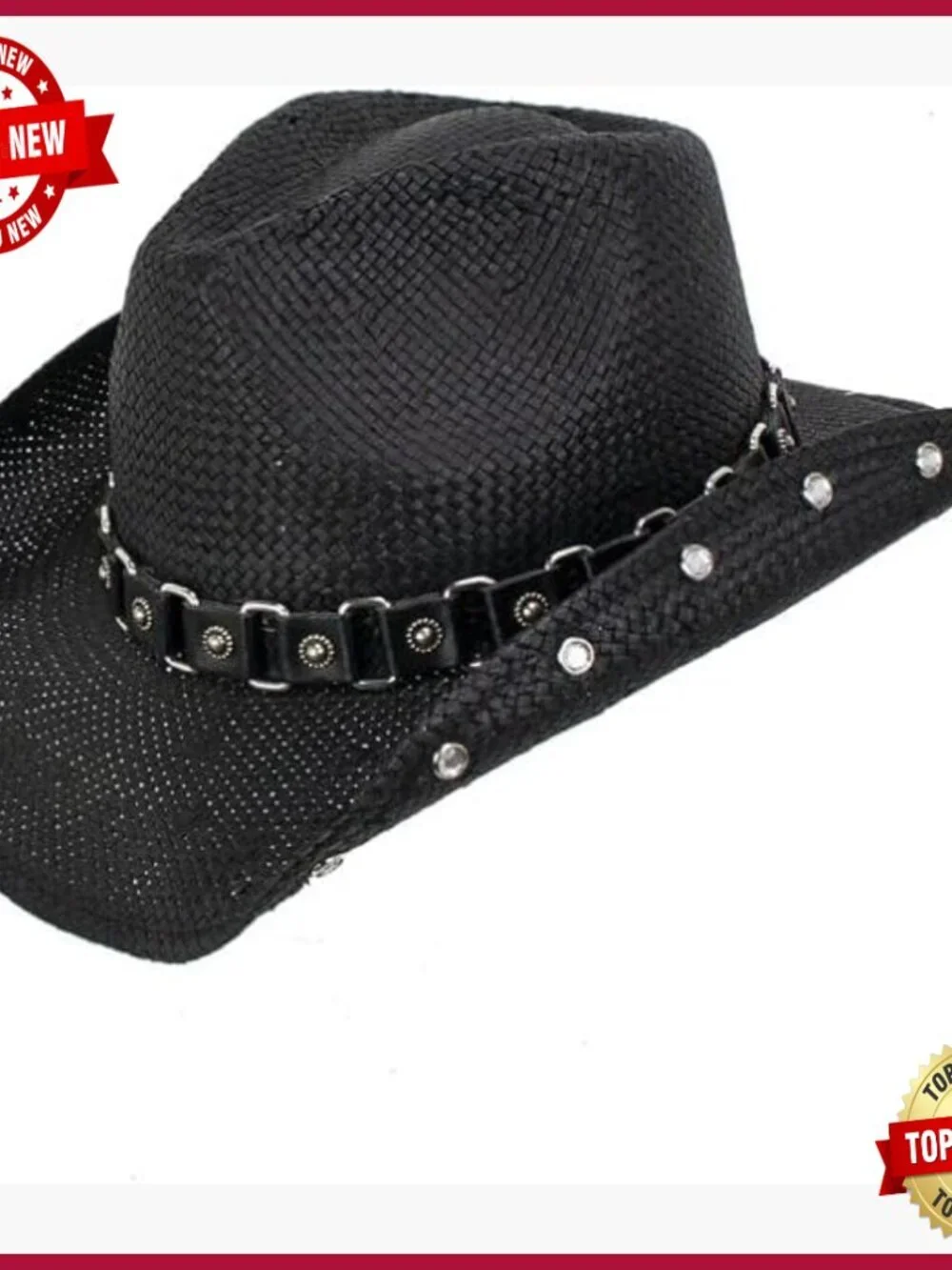 Unisex Western Drifter Hat with Studded Band, 3.25